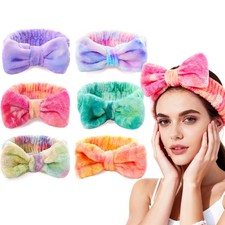 6 Pcs Spa Headbands for Washing Face Skincare Headband with Removable Bow, ...