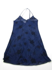 VTG Etienne Lingerie Gown Slip Womens Small Blue Floral See Through Bridal