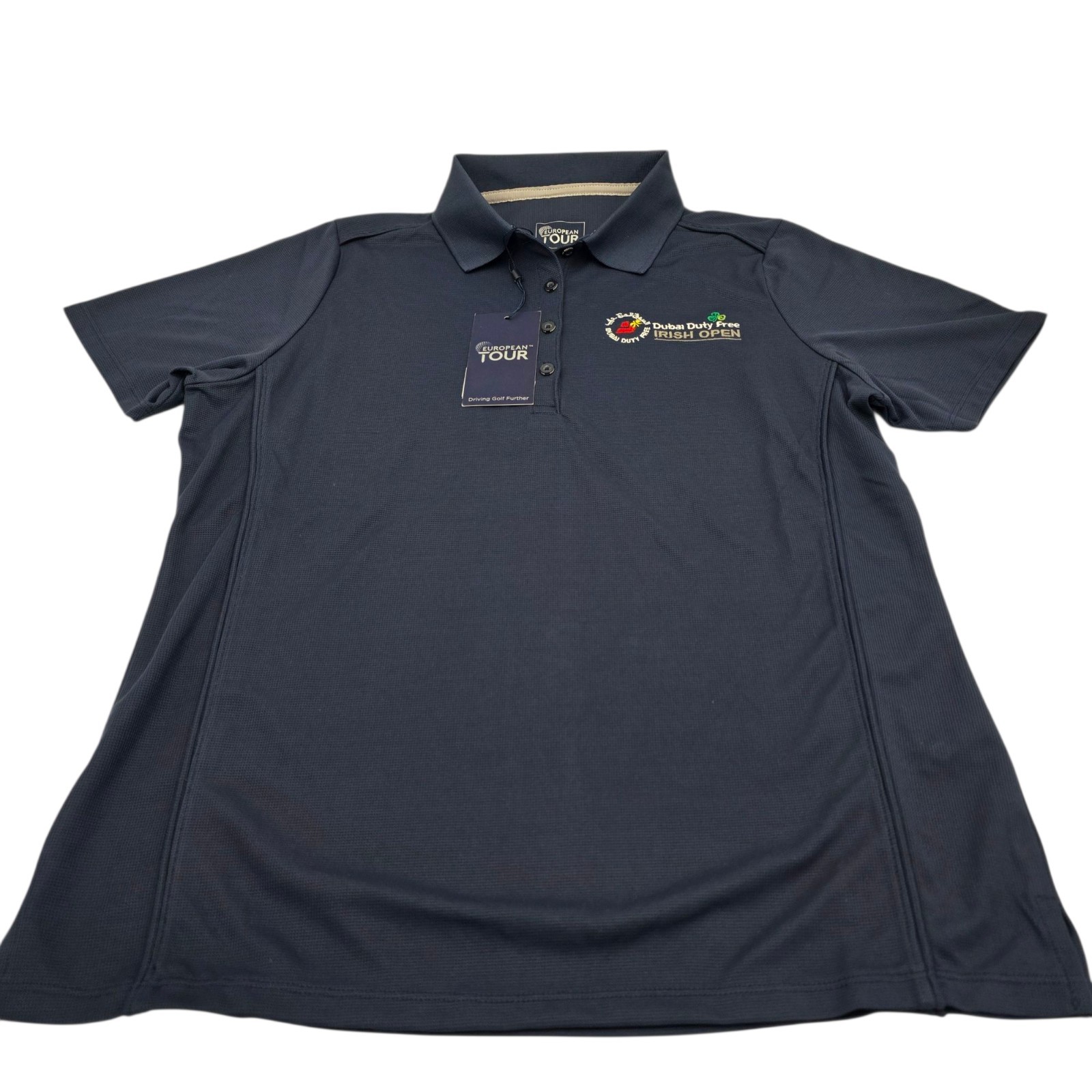 European Tour Dubai Duty Free Irish Open Medium Navy Blue Polo Shirt Golf