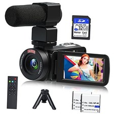 Video Camera, 1080P 30MP Camcorder IR Night Vision Vlogging Camera for