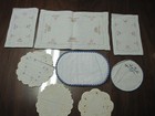 Large Lot of Vintage Linen Items Dresser Scarfs, Doilies Round Table Embroidered — photo 5