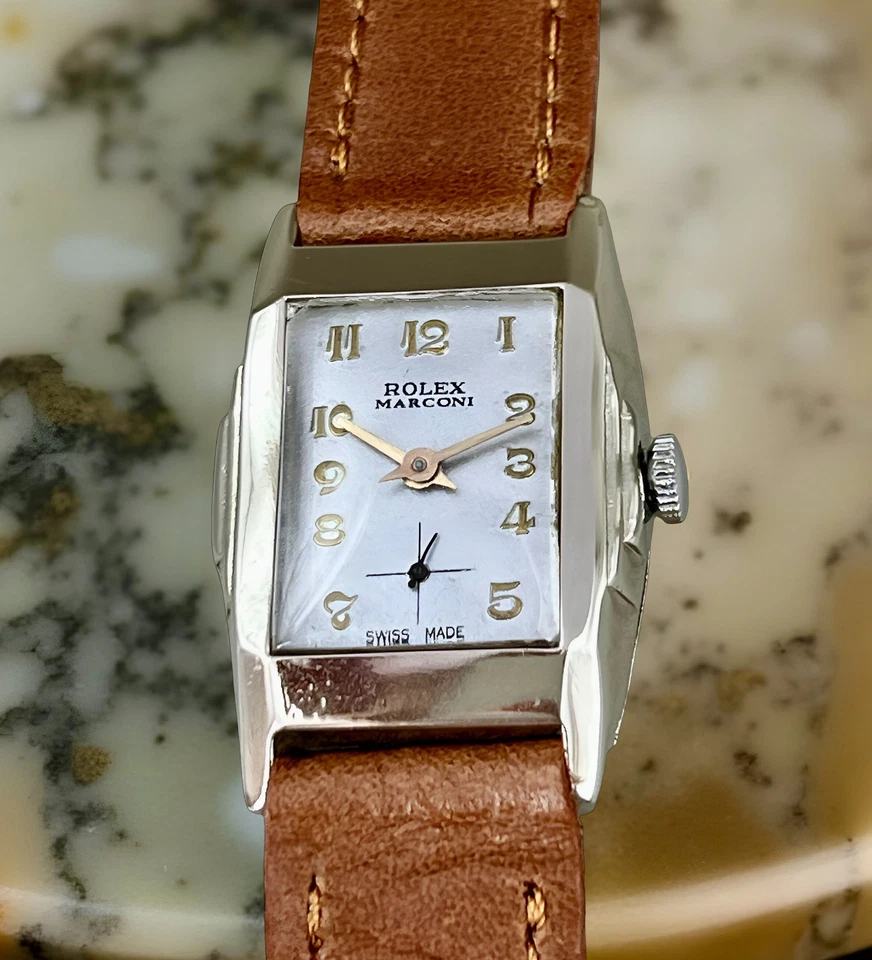 VTG ROLEX MARCONI SILVER DIAL NICKEL PLATED CASE Ø 24,8 x 38,6mm CIRCA 1930 - Image 4 of 4