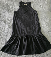 Madewell Dress Womens XXS Black Sleeveless Drop Waist Ruffle Hem Tunic Tank