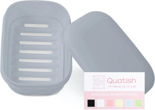 Leakproof Soap Dish with Lid  Draining Layer, Shatterproof Travel Bar