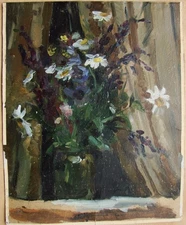 Ukrainian Soviet Oil Painting impressionism realism still life daisies flowers