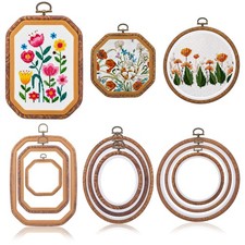9 Pcs Embroidery Hoop Set, Imitated Wood Decorative Display Frames in 3 Shape...