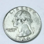 1964-D Washington Quarter, 90% Silver Circulated Coin #5629