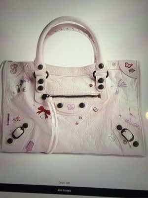 STUNNING BALENCIAGA LE CITY SMALL PINK PETAL STICKER SATCHEL