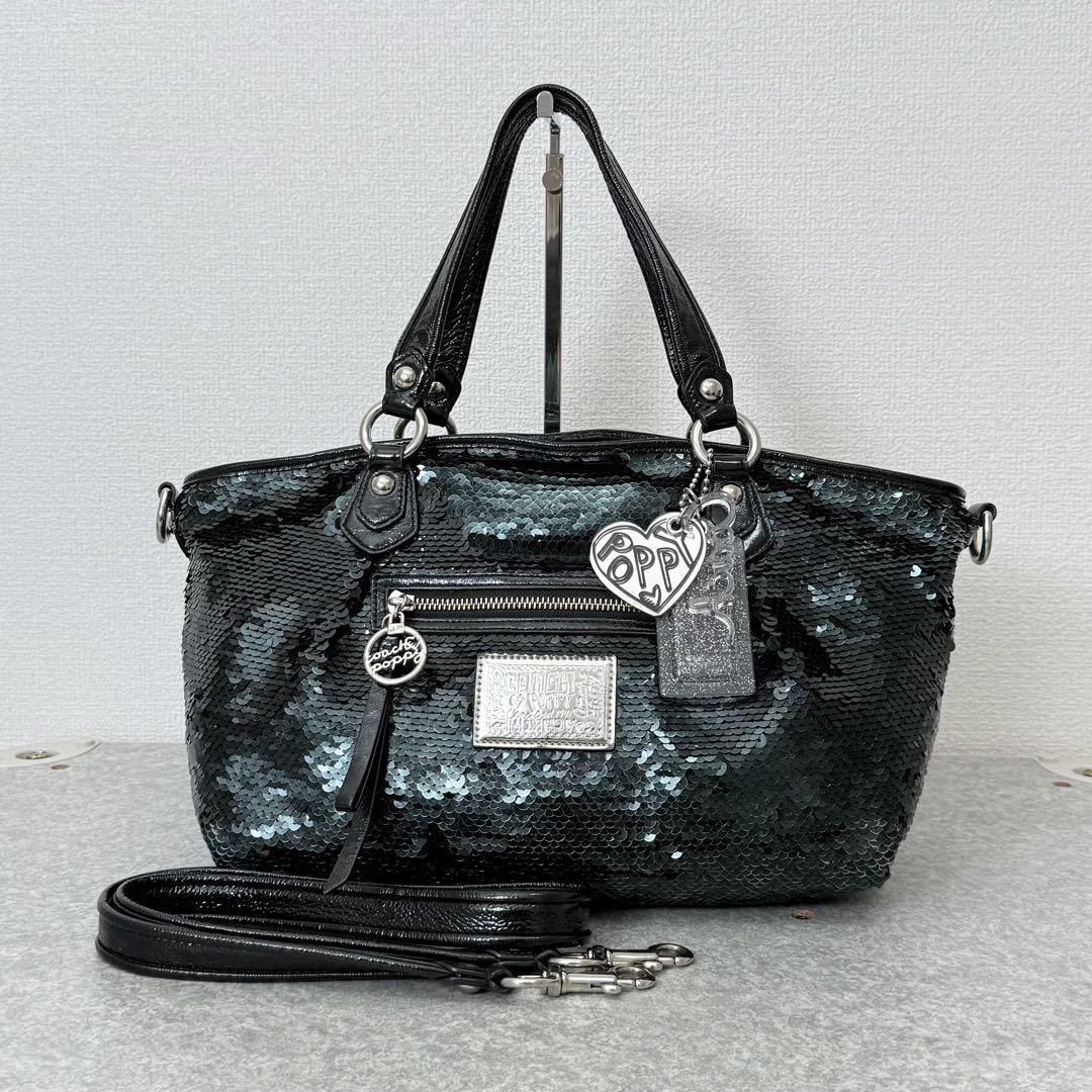 美品 COACH Poppy Sequin Spotlight 2way Bag Coach Poppy Fashion Sequin Spotlight Shoulder Handbag