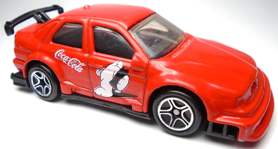 1999 MATCHBOX COCA COLA ALFA ROMEO 155 RED 1:60 DIECAST 3 1/8" CAR BLACK & WHITE - Image 2 of 4