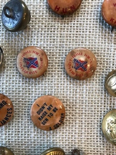 Confederate Veterans & WWI pins, plus misc. buttons