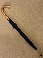 Vintage V Large James Smith  Sons Black Walking Stick Umbrella - Chestnut Crook