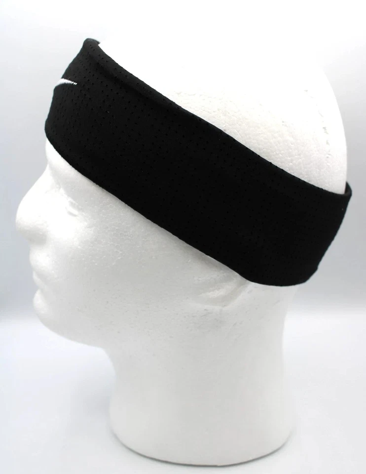 Diadema Nike DRI-FIT Terry para hombre negra/blanca Foto 2 de 4
