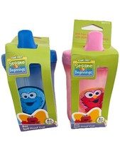 Lot Of 2 Sesame Street Elmo  Cookie Monster Sippy Cups 8oz Spill Proof