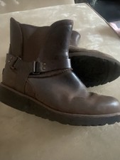 UGG CONKER BROWN LEATHER BUCKLE ANKLE BOOT SIZE UK 6.5 