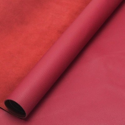 PU Coated Pebble Grain Double Butt Leather 17 19sqft   Burgundy/Boom Cherry