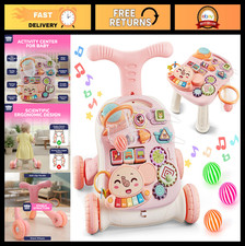 3-in-1 Baby Push Walker  Activity Center, Sit to Stand Toy for 6-12 Months, Mus