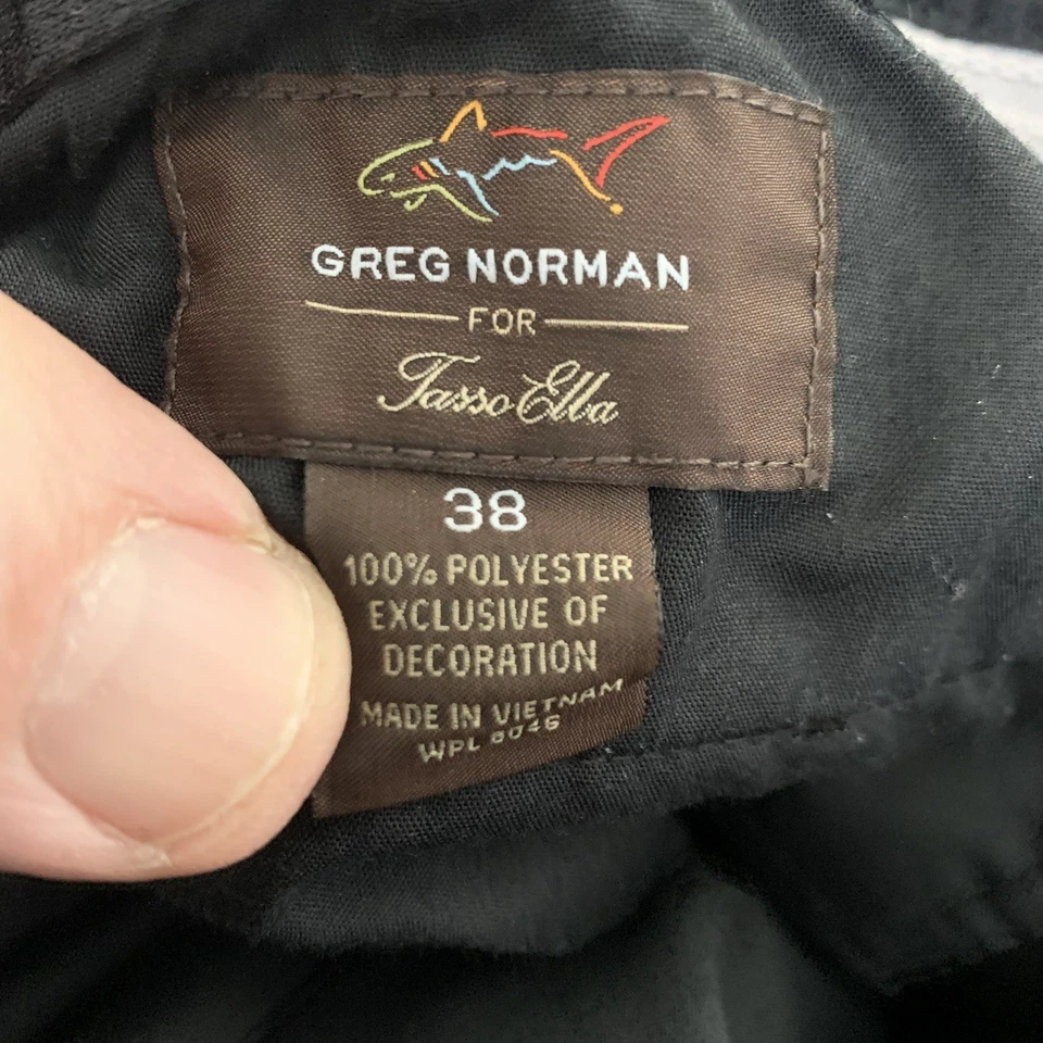 Greg Norman For Tasso Elba Shorts Mens 38 Black Golf Stretch Performance Shark - Image 2 of 4