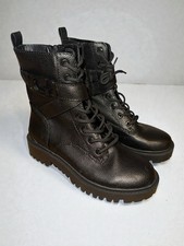 GUESS Orana Boots Black Combat Moto Vegan Faux Leather Women's Size 6.5