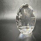 Clear Glass Egg-Shaped Paperweight, Etched Floral Flower Pattern — photo 2