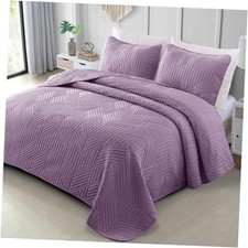 Ultrasonic Full Queen Quilt Bedding Set, Lightweight Dusty Lavender