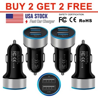 Dual Port 3.1A USB Car Cigarette Charger Lighter Adapter LED 12V/24V For iPhone