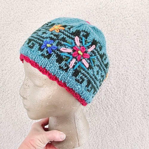 Lost Horizons Sundance Wool Floral Crochet Hat Beanie Cottagecore Boho Gorpcore - Picture 2 of 6