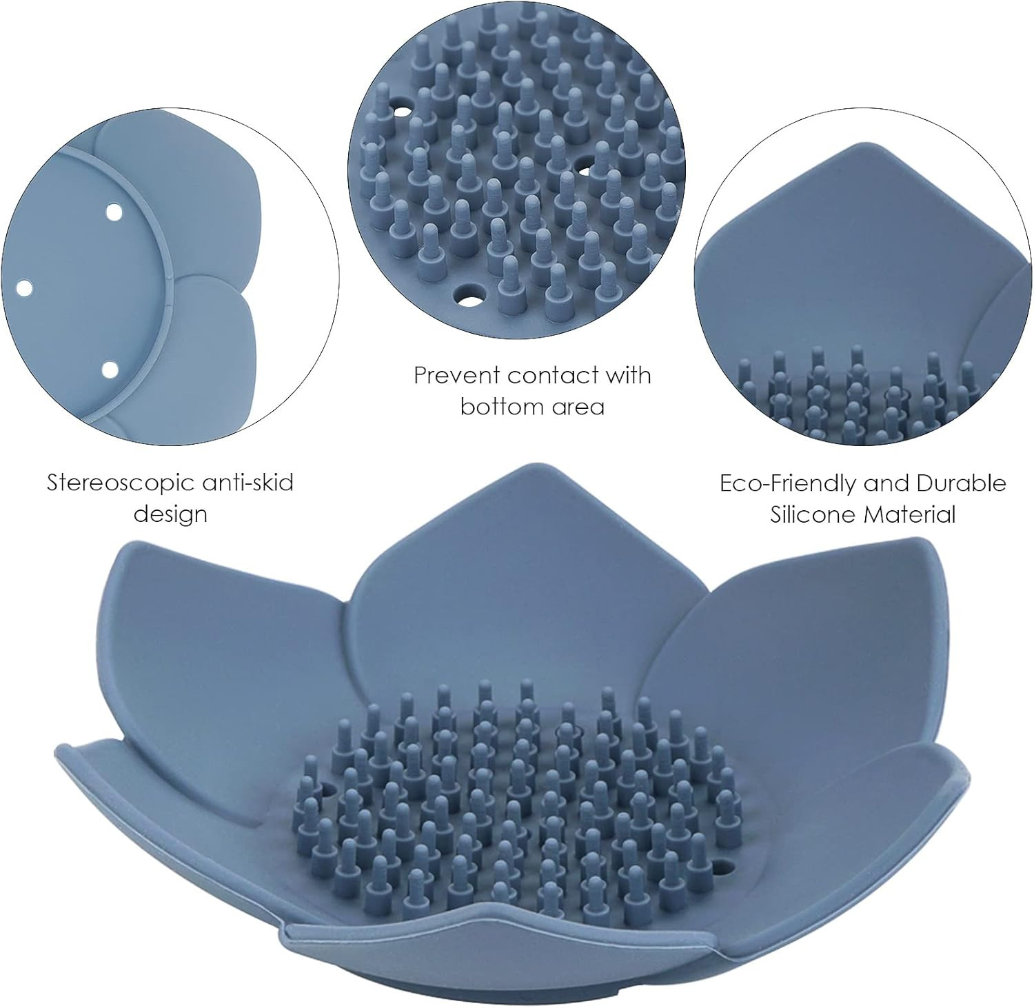 4 Pack Soap Dish with Drain, Silicone Bar Soap Holder for Bathroom, Flower Sh...