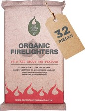 Natural Firelighters 32 Pack BBQ Fire Starter Wood Burner Fire Cubes UK 0.18 per lighter
