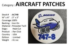 BOEING 747-8 - Cloth Patch-Iron On-  3 Inch- AC748