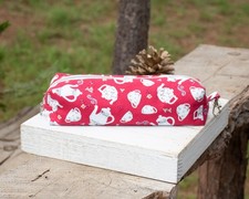 Tea Time Cotton Cosmetic Pouch: Zippered Makeup Storage Clutch