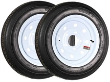 2-Pk Trailer Tire and Rim 480-12 4.80-12 480X12 LRB 5 Lug White Modular Wheel