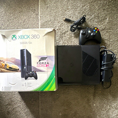Microsoft Xbox 360 E Black Console 500GB HDMI Wi-Fi NTSC-U/C 1080p w/ Box