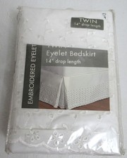 Vienna Twin Eyelet Bedskirt White 14" Drop Length New