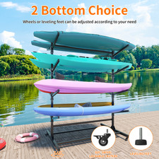 Heavy-Duty Freestanding Kayak Storage Rack with Wheels for Indoor/Outdoor Use