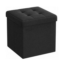 Storage Ottoman Foldable Footstool – Linen Storage Bench with Lid, Footrest