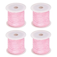 4 Rolls Nylon String Cord 45 Yards 0.4mm Nylon Cord Beading Satin String, Pink