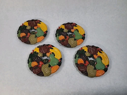 Vintage Cast Iron Trivets Hand Painted Fruit Retro Mid Century - product listing photo