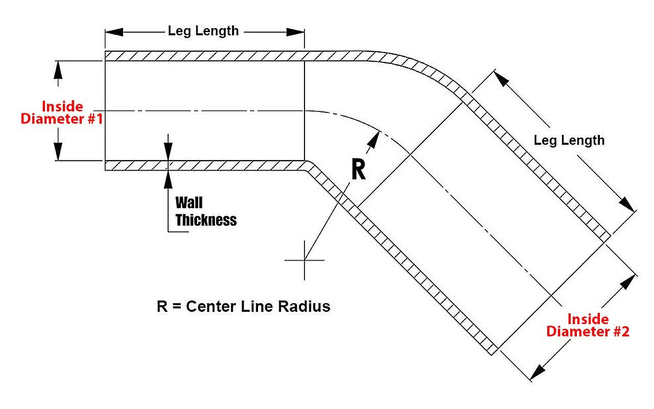 45° Silicone Elbow Reducer Hose 5/8" to 1-1/2" ID High Temp 4-Ply Black Coupler