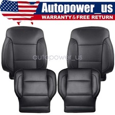 Front Bottomtop Leather Seat Cover Blk For 14-19 Chevy Silverado 2500hd 3500hd Front Bottomtop Leather Seat Cover Blk For 14-19 Chevy Silverado 2500hd 3500hd