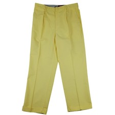 Tommy Hilfiger Chinos Mens 35x30 Yellow Excellent Y2K Baggy Pleated Cuffed Beach