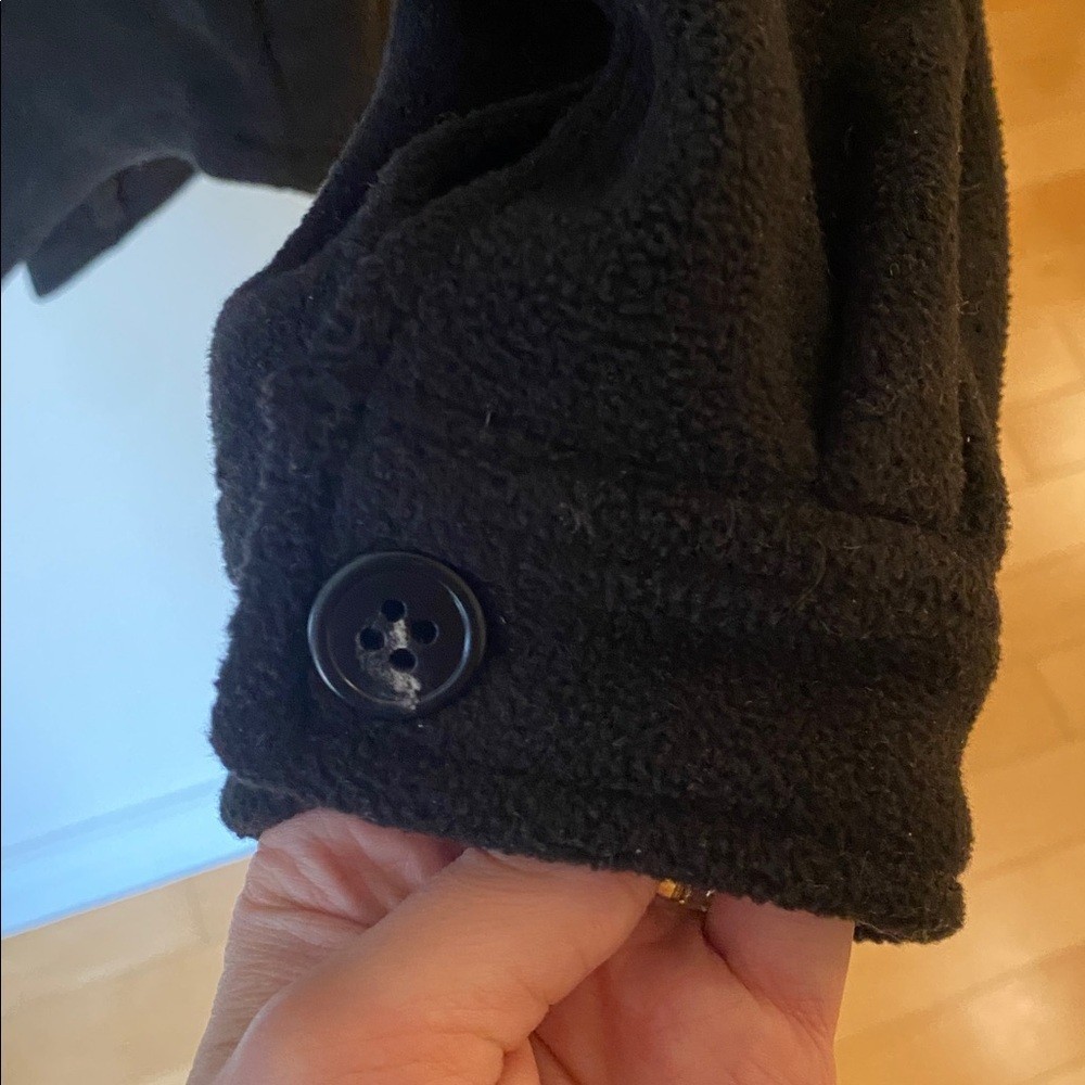 Fleece Black Button Down Overshirt Jacket Size L … - image 6