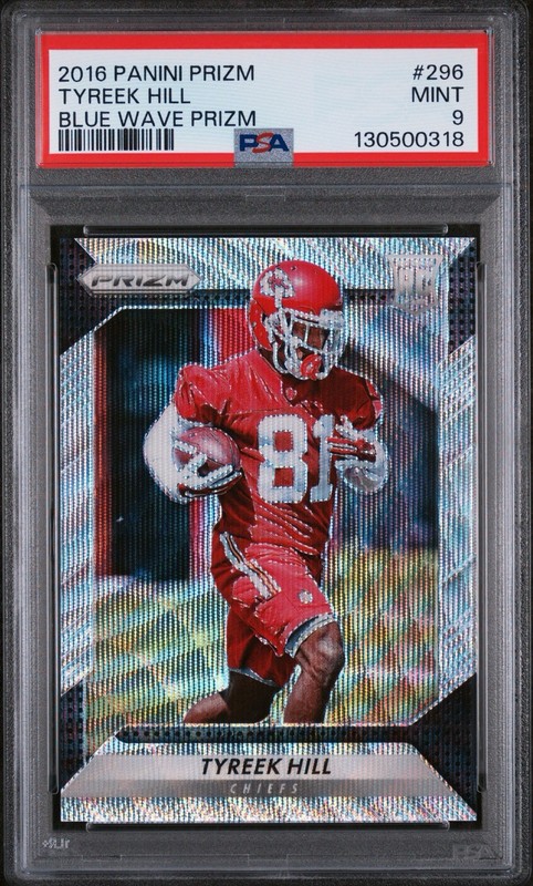 2016 Prizm Tyreek Hill #296 - Blue Wave Prizm /149 - RC PSA 9 - Chiefs