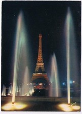 France Postcard Paris Eiffel Tower Illuminated At Night 