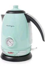 Nostalgia Retro Stainless Steel Electric Tea and Water Kettle, 1.7 Liters, Auto-