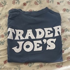 Trader Joe's Blue Graphic Print Cotton Short Sleeve Crew Neck Women's T-Shirt