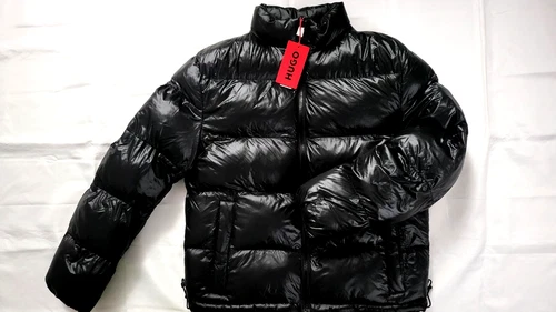 NEW HUGO BOSS MEN'S BEAZLY 2435 QUILTED FULL ZIP BLACK GLOSSY JACKET SIZE M video thumbnail