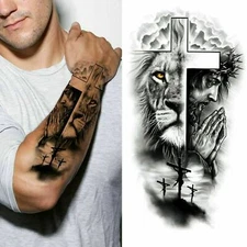 Cross Lion Waterproof Temporary Tattoo Sticker Fake Tatoo Body Art Arm Men Women