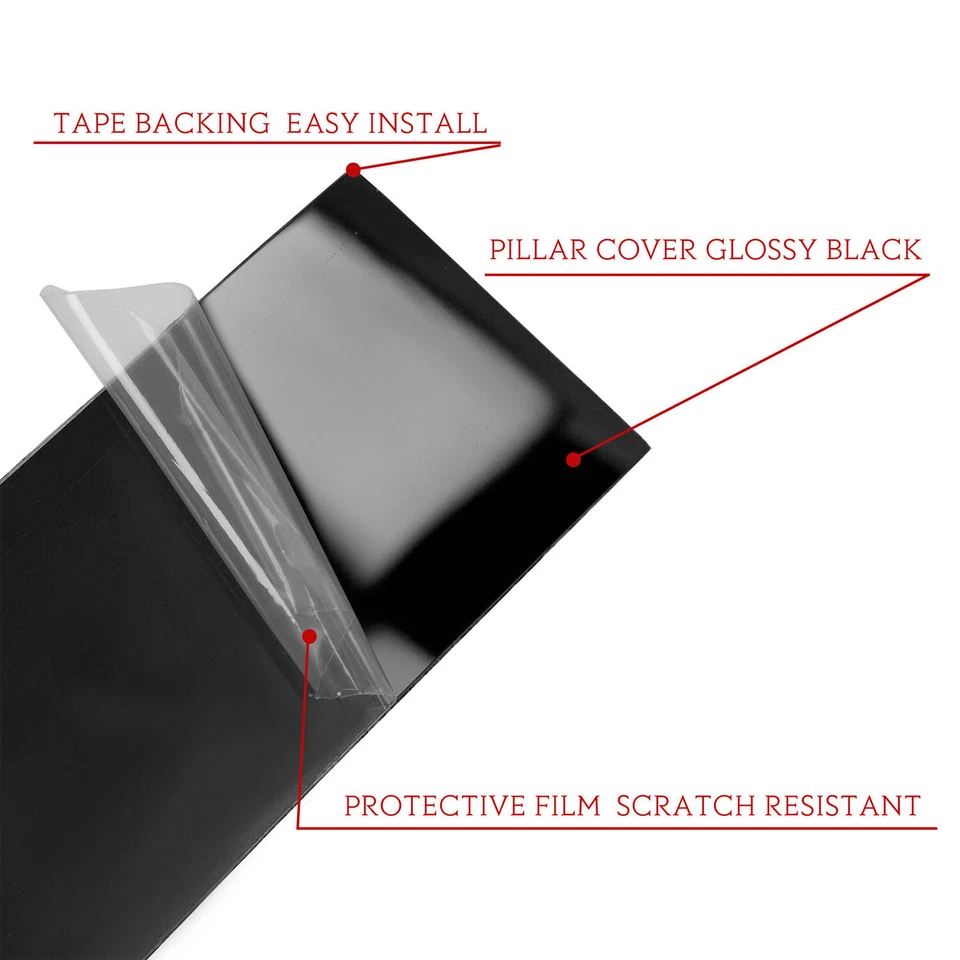 Gloss Black B-Pillar Posts Door Trim Cover Kit 4PC For Cadillac Escalade 07-14 - Image 4 of 4
