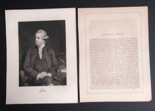 Edward Gibbon Writer Historian Steel Engraving Antique Portrait Print c1850-1890